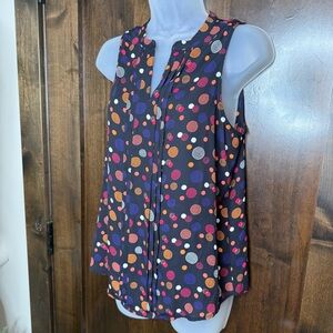41 Hawthorn Multicolor Polka Dot Black Sleeveless Blouse Size S